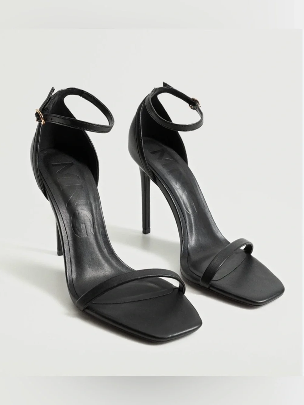 New! Mango Strappy Black Heeled Sandals 39(8)